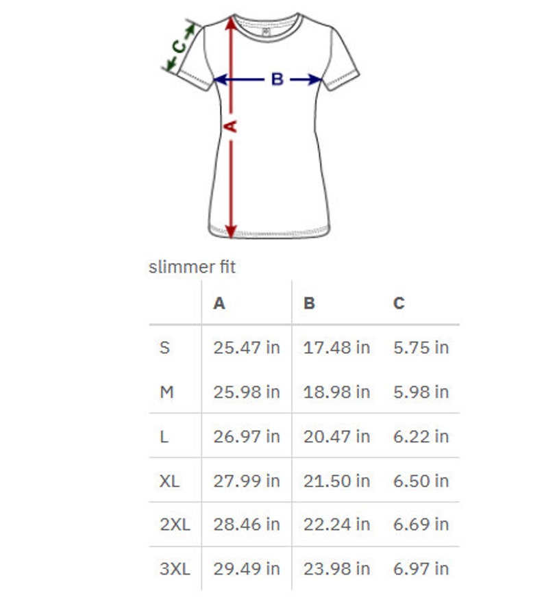 K&ouml;nnte beinhalten: Gr&ouml;&szlig;entabelle f&uuml;r ein Slim-Fit-T-Shirt mit Ma&szlig;en in Zoll f&uuml;r L&auml;nge, Breite und &Auml;rmell&auml;nge. Die Gr&ouml;&szlig;en umfassen S, M, L, XL, 2XL und 3XL.