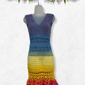 Crochet Custom Rainbow Morticia Dress