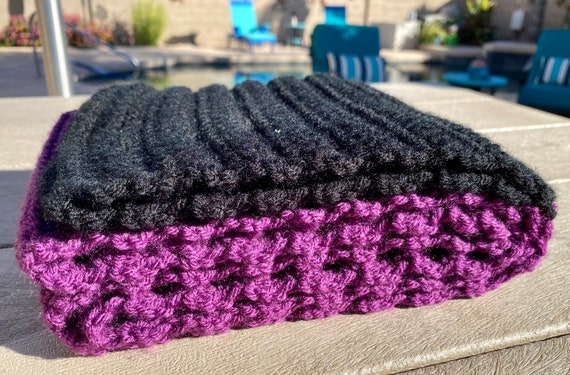 Purple and Black Handmade Long Crochet Scarf