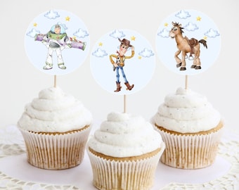 Blaue Toy Story druckbare Cupcake Toppers, druckbare Cupcake Topper