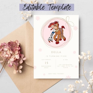 Jessie and Bullseye Birthday Invitation, Digital and Printable Toy Story Invite for girls