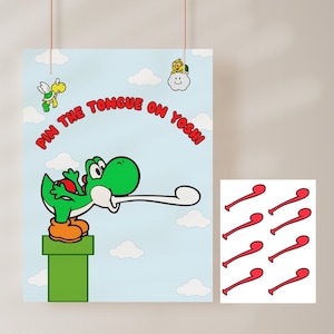 Super Mario Party Games, Printable Pin the tongue on Yoshi Party Game