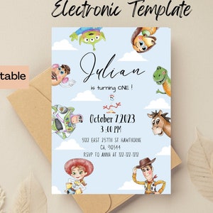 Toy Story Birthday Invitation with Jessie Woody Buzz and more, Digital and Printable Invitation