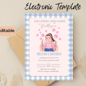 Ms Rachel Birthday Invitation, Digital and Printable Ms Rachel Bubblegum Invite