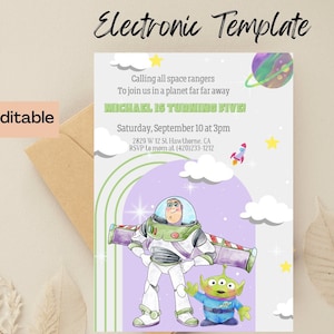 Buzz Lightyear Birthday Invitation, Digital and Printable Invite, Toy Story