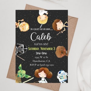 Star Wars Birthday Invitation, Digital and Printable Invitation, watercolor