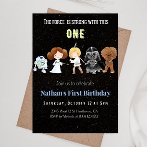 Star Wars First Birthday Invitation, Digital and Printable Invitation
