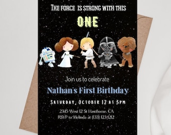Star Wars First Birthday Invitation, Digital and Printable Invitation