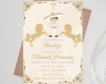 Charro Baptism and Birthday Invitation, Digital and Printable Invite