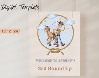 Woody and Bullseye Toy Story Welcome Sign, Digital Welcome Poster