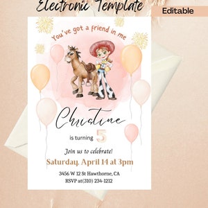 Jessie and Bullseye Birthday Invitation, Digital and Printable Toy Story Invite for girls