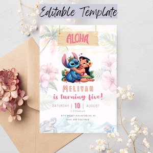 Invito di compleanno Lilo e Stitch, invito digitale e stampabile