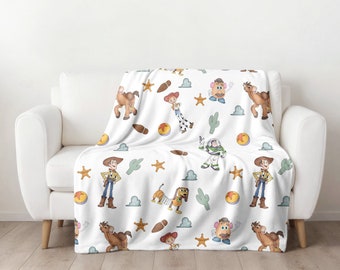 Toy Story Velveteen Plush Blanket, Kids woody and buzz blanket, Toy Story Nursery Decor