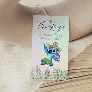 Stitch Birthday Thank You Tags, Printable Stitch thank you tags