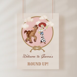 Jessie and Bullseye Welcome Poster, Digital Template, Printable Welcome Sign, Toy Story Welcome Sign