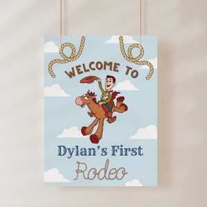 Editable Woody and Bullseye Toy Story Welcome Sign, Digital Welcome Poster