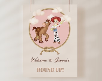 Jessie and Bullseye Welcome Poster, Digital Template, Printable Welcome Sign, Toy Story Welcome Sign