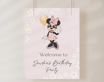 Minnie Mouse Birthday Welcome Sign, Editable Minnie Welcome Poster