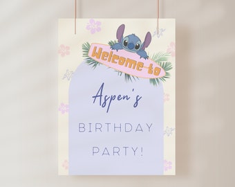 Lilo and Stitch Welcome Poster, Birthday Welcome Sign, Digital and Printable Lilo and Stitch Poster