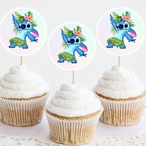 Stitch Cupcake Toppers, Printable Cupcake Topper, Lilo and Stitch Birthday Decor