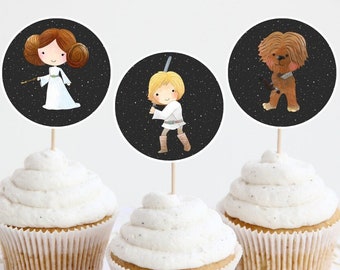 Toppers de cupcake de Star Wars, Topper de cupcake imprimível, decoração de aniversário de Star Wars