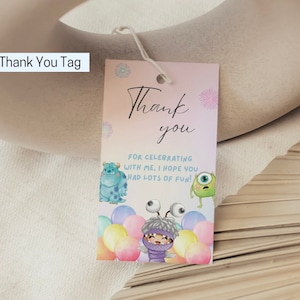 Monsters Inc Thank You Tags, druckbare Dankeschön-Tags