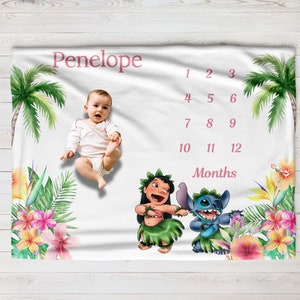 Manta de terciopelo de peluche de Lilo y Stitch, regalos para bebés, regalo para bebés recién nacidos, manta, decoración de guardería, regalo para baby shower