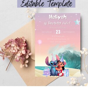 Editable Lilo and Stitch Birthday Invitation, Digital and Printable Invite