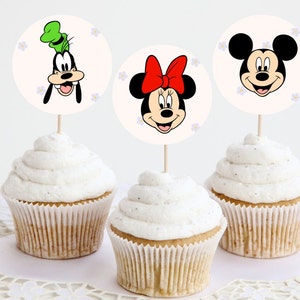 Printable Minnie, Mickie, and Friends Cupcake Toppers, Minnie and friends Printable Cupcake Topper, Birthday Decor