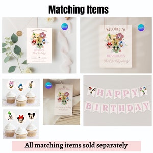Minnie and Friends Retro Birthday Banner, Printable Mickey and Minnie ...
