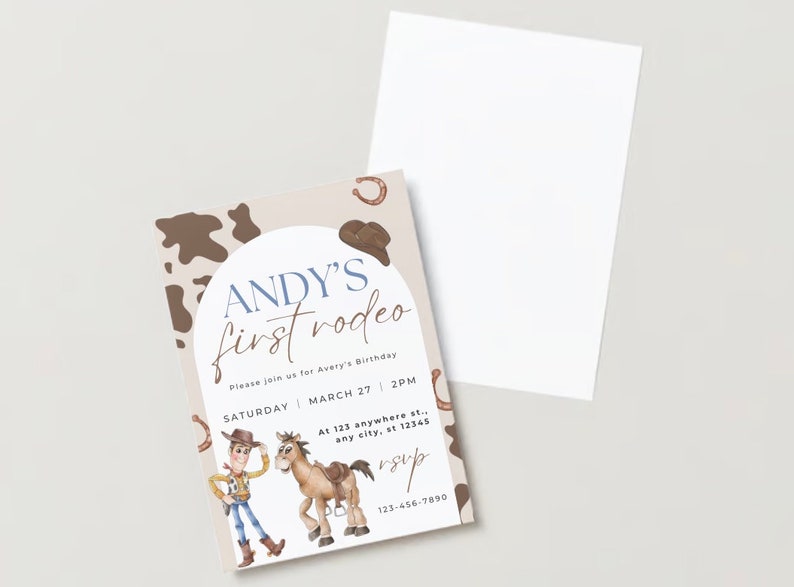 Woody First Rodeo Invite Cowboy Toy Story Birthday Invitation, Digital and Printable Woody and ...