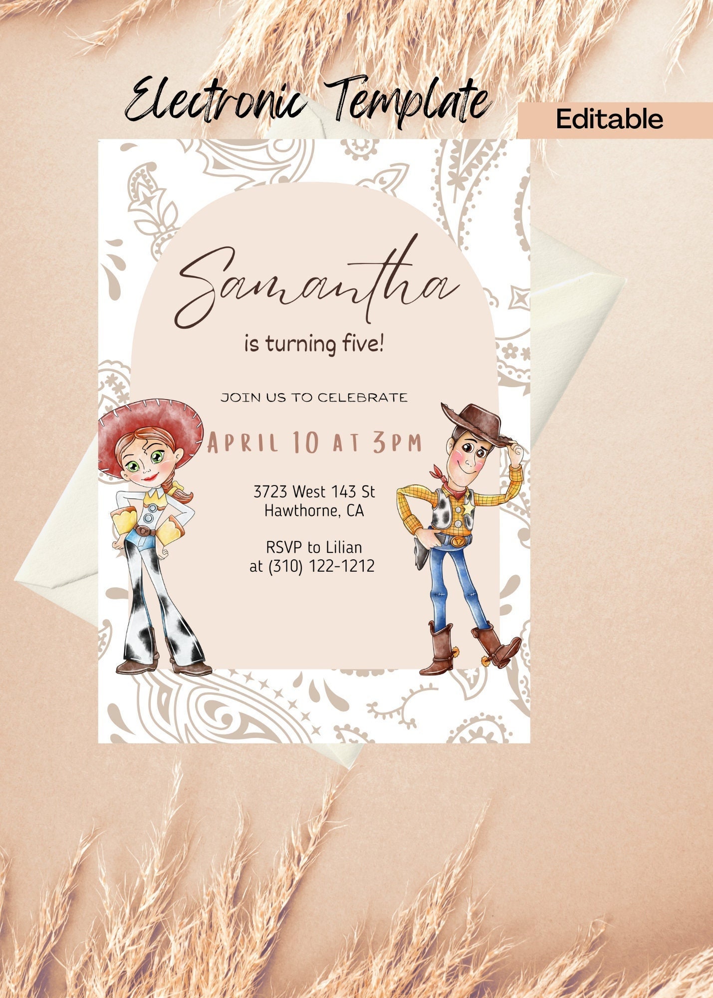 Toy Story Birthday Invitation Woody and Jessie Invite Etsy