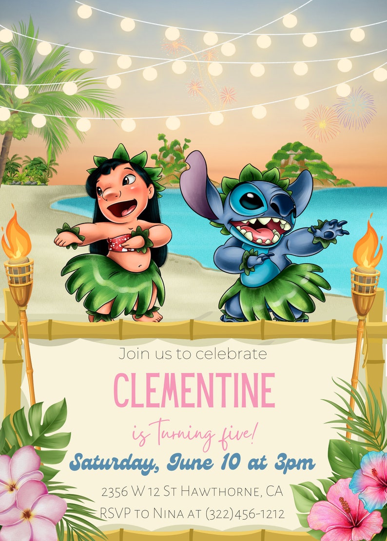Lilo and Stitch Birthday Invitation Digital and Printable - Etsy UK