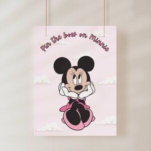 Digital Minnie Mouse and Mickey Party Games, Minnie Poster, Printable Pin the Bow on Minnie Game ...