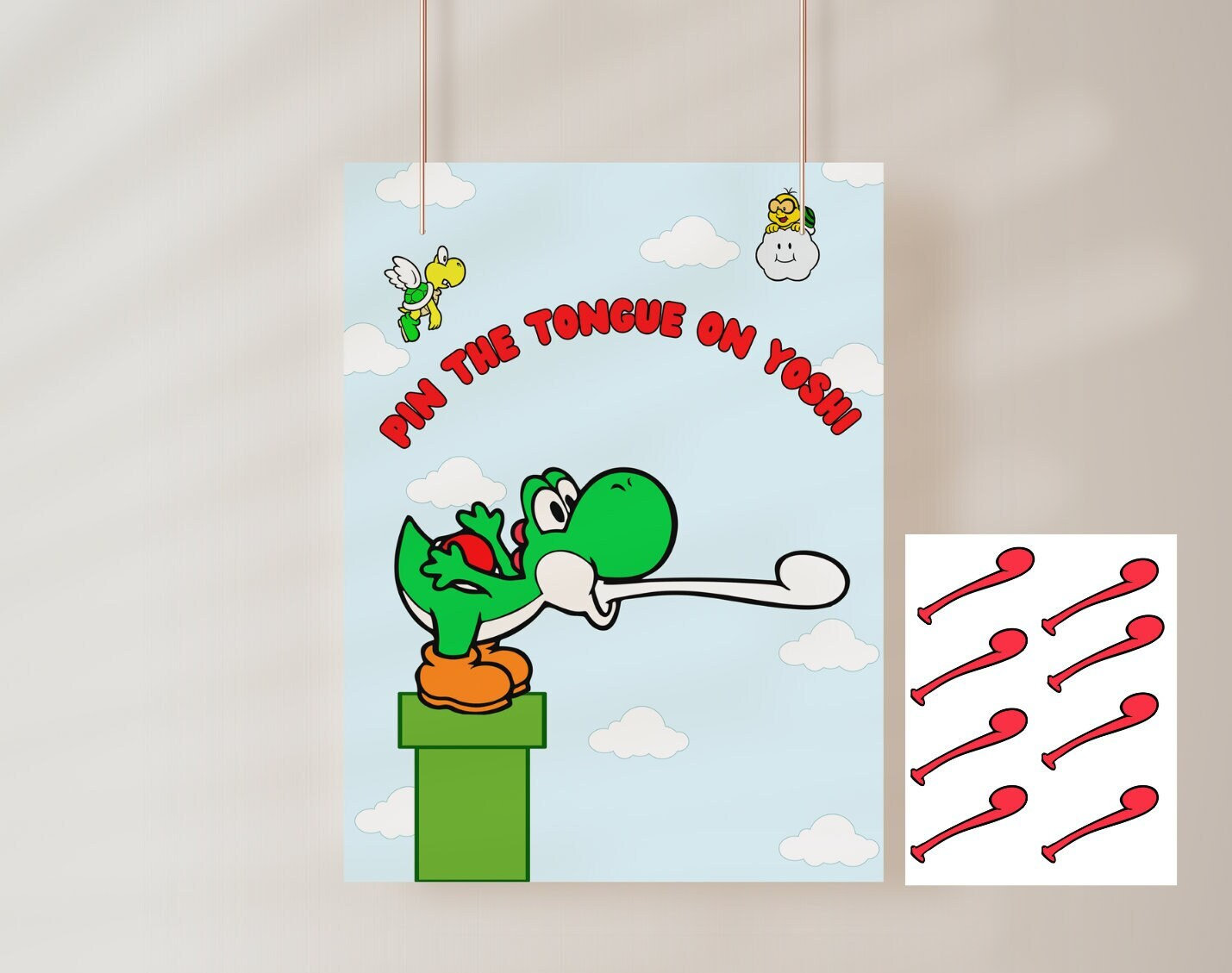 Super Mario Party Games, Printable Pin the Tongue on Yoshi Party Game - Etsy