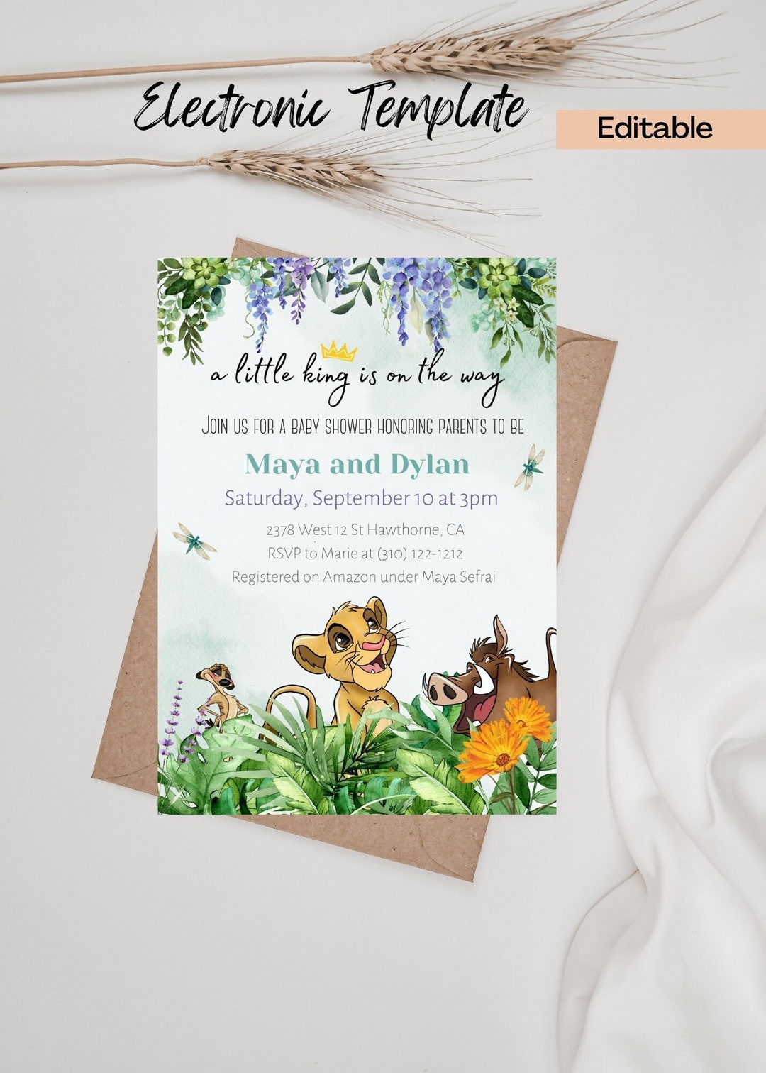 Baby Shower Lion Invite Printable
