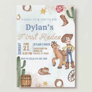 Woody First Rodeo Invite Cowboy Toy Story Birthday Invitation, Digital and Printable Woody and ...
