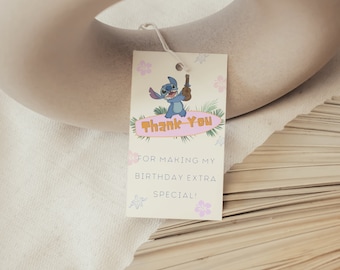 Stitch Birthday Thank You Tags, Printable Stitch thank you tags