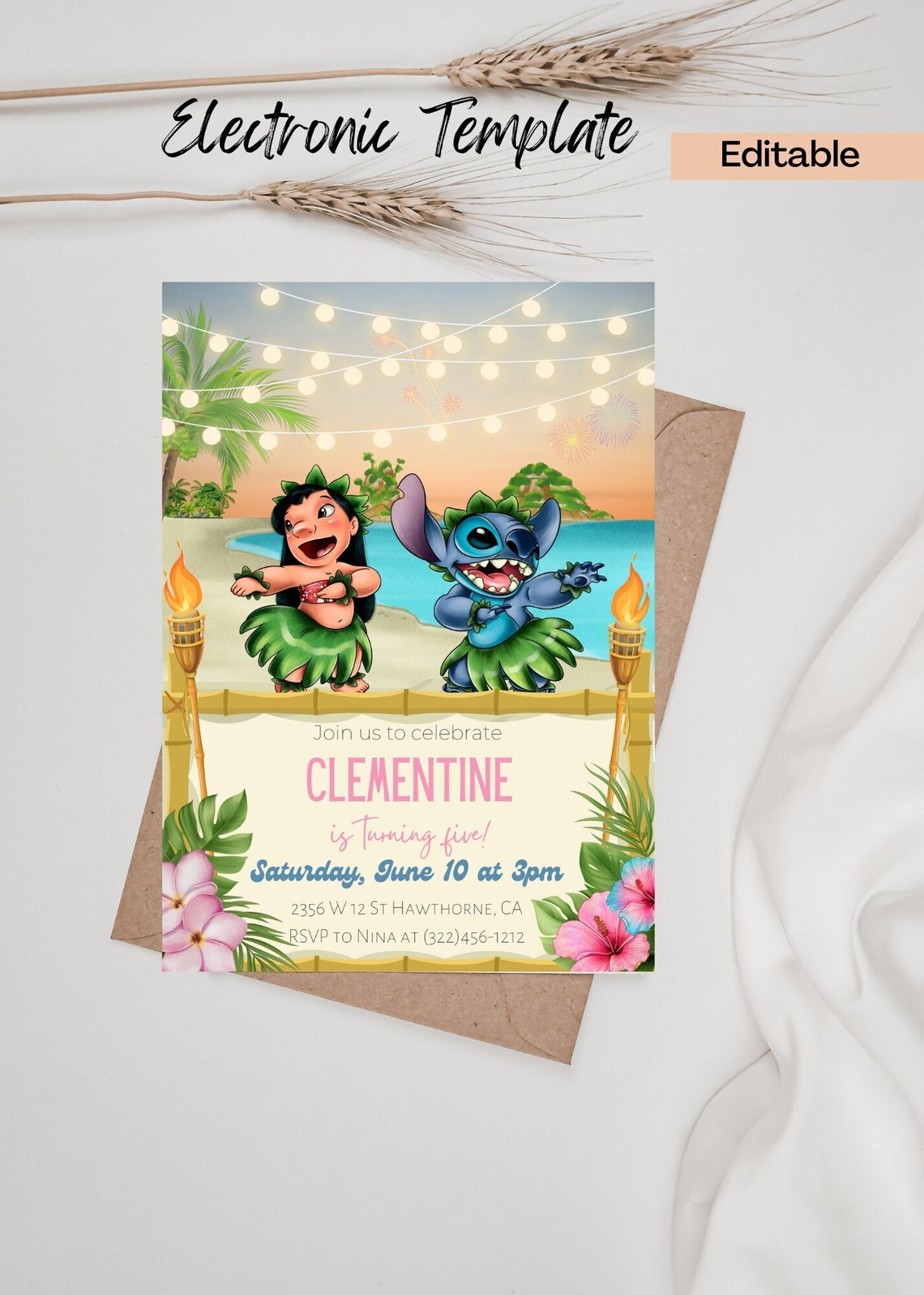 Lilo and Stitch Birthday Invitation Digital and Printable - Etsy UK