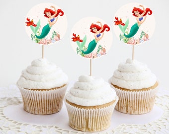 Ariel la Petite Sirène Cupcake Toppers Imprimable