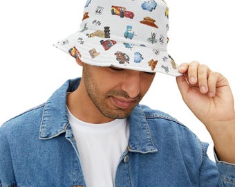 Disney Cars Bucket Hat, Lightning McQueen and Tow Mater, Kids and adult Sun Protection Cap