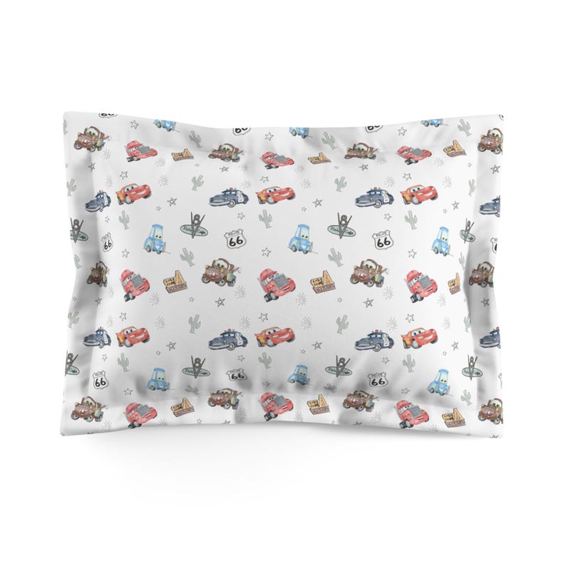 Disney Cars Microfiber Pillow Sham, Kids Room Decor 1 pillow case printing on one side only image 1