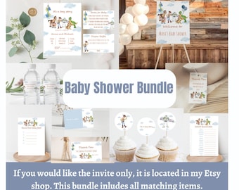 It’s a Boy Story Baby Shower Bundle  Invitation, Toy Story Digital and Printable Invite, Watercolor Toy Story Baby Shower 17 piece bundle