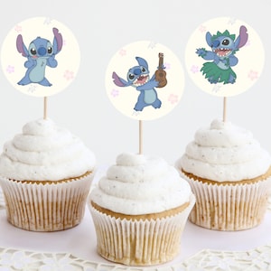 Stitch Cupcake Toppers, Printable Cupcake Topper, Lilo and Stitch Birthday Decor