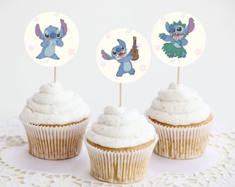 Stitch Stitch, Cupcake Topper zum Ausdrucken, Lilo und Stitch Geburtstagsdekoration