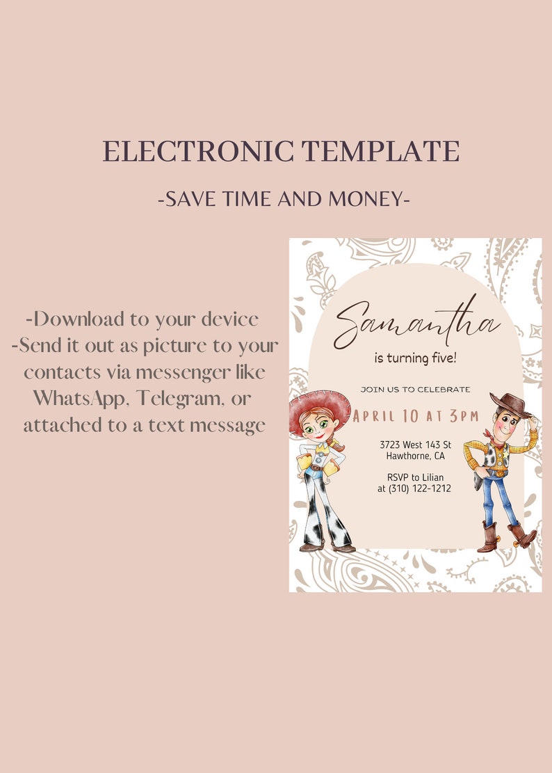 Toy Story Birthday Invitation Woody and Jessie Invite Etsy