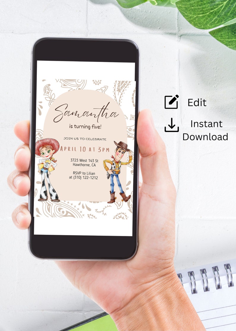 Toy Story Birthday Invitation Woody and Jessie Invite Etsy