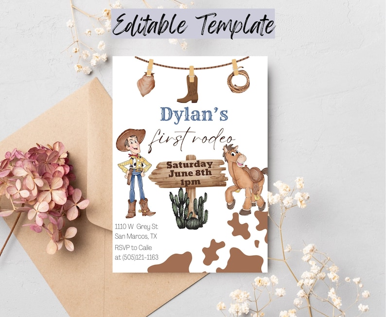 Woody First Rodeo Invite Fully Editable Toy Story Rodeo/round up Birthday Invitation, Digital ...