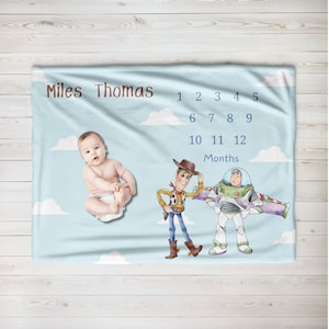 Personalized Baby Toy Story Milestone Velveteen Plush Blanket