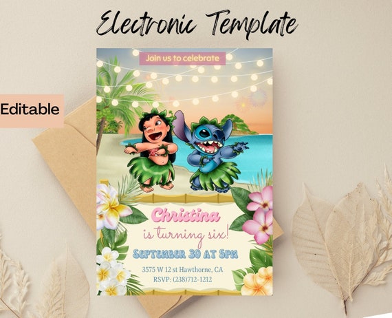 Lilo and Stitch Birthday Invitation, Digital and Printable Invite